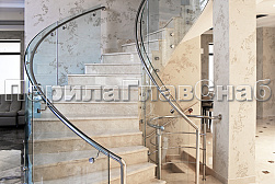 Стеклянные перила для винтовых лестниц в Новосибирске. Готовые проекты ПерилаГлавСнаб - фото 14