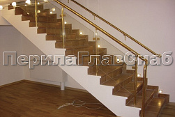Латунные перила под золото в Новосибирске. Готовые проекты ПерилаГлавСнаб - фото 19