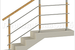 Перила и ограждения из нержавейки и дерева в Новосибирске. Готовые проекты ПерилаГлавСнаб - фото 30