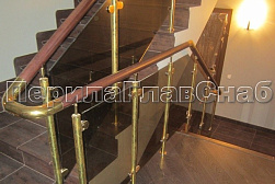 Латунные перила под золото в Новосибирске. Готовые проекты ПерилаГлавСнаб - фото 14